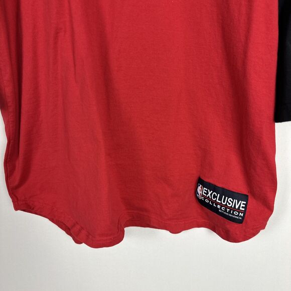 Mens NBA Chicago Bulls 3/4 Sleeve Shirt Black Red Size XL Patch Logo Late 2000s - Picture 4 of 11